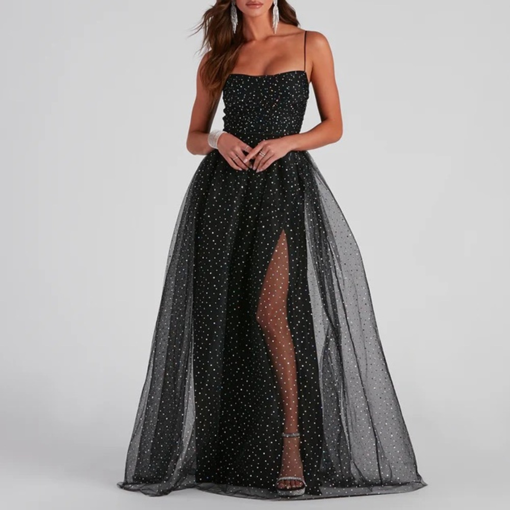 Black Windsor Prom Dress: Larissa Formal Tulle Glitter Ballgown